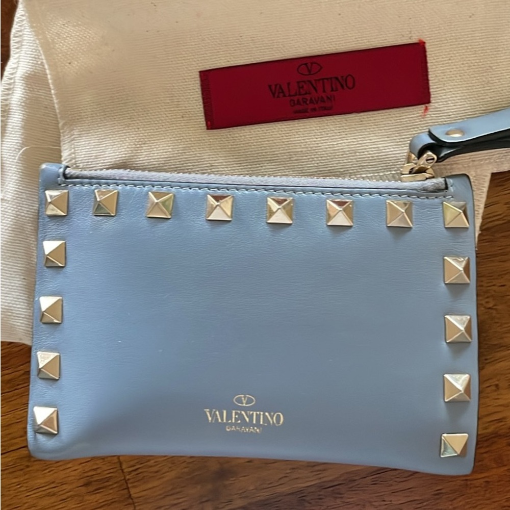 Valentino Garavani Sky Blue Rockstud Wallet